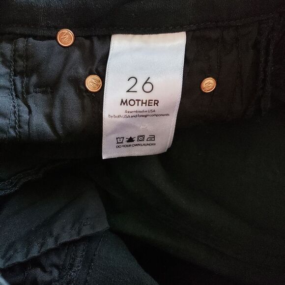 Mother High Waist Looker Ankle Fray Guilty Glitter Racer Skinny Jeans Black - Picture 10 of 13